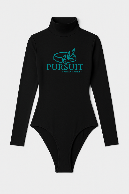 Pursuit By Brittany Ashley Mock Turteneck Onsie - Embroidered- Black